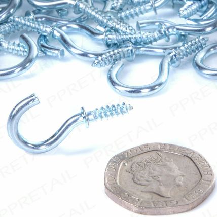 50x SILVER SMALL 15mm HOOKS HAND SCREW Mini Key Kitchen/Hall Hat/Coat Peg Hanger