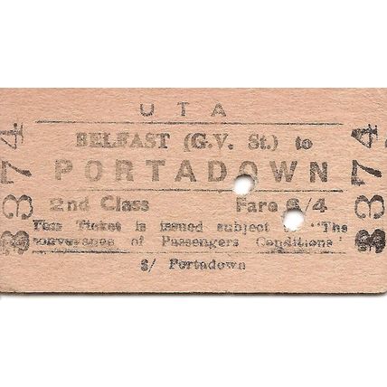 U.T.A. Edmondson Ticket - Belfast Great Victoria Street to Portadown