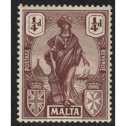 Malta Allegory ¼d. - brown 1922 MH SG#123