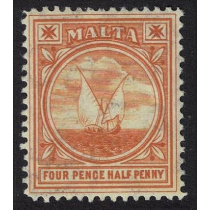 Malta Gozo Fishing Boat 4½d. - brown Wmk Multi Crown 1905 MH SG#57
