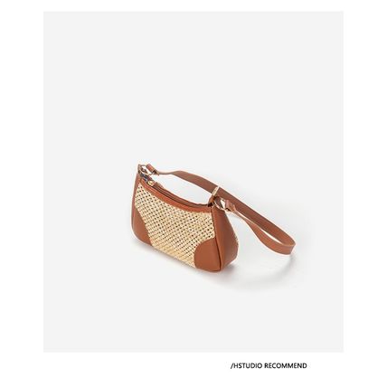 Women Beach Woven Bag Shoulder Bag Brown