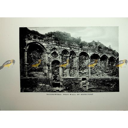 Basingwerk Abbey Refectory Wall; Abbey Exterior On Reverse, Book Illustration
