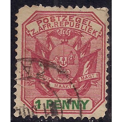 South Africa Tranvaal 1896 QV 1d Red & Green Used SG 217 ( J971 )