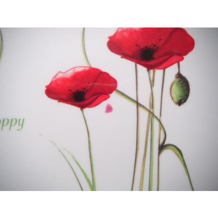 Dunelm Poppy LARGE White Melamine Serving Tray with Handles, Red Poppies 49x31cm
