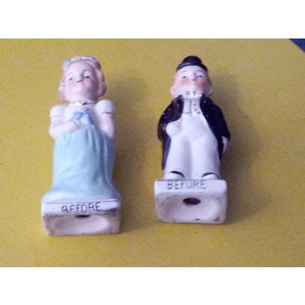 Old Vintage Original Bride & Groom Salt & Pepper Shakers 1950s