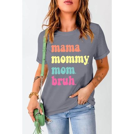 Gray mama mommy mom bruh Crew Neck Graphic Tee