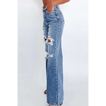 Ashleigh Blue Acid Wash Distressed Wide Leg High Waist Jeans