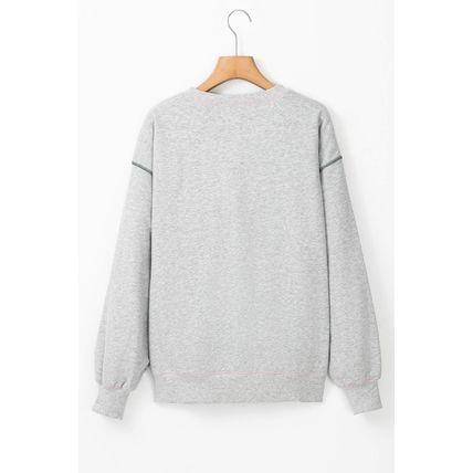 Light Grey COUNTRY CLUB PICKLEBALL Graphic Exposed Stitching Casual Sweatshirt