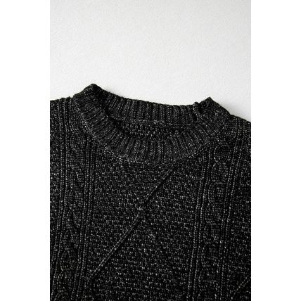 Black Cable Knit Drop Shoulder Loose Fit Sweater Dress