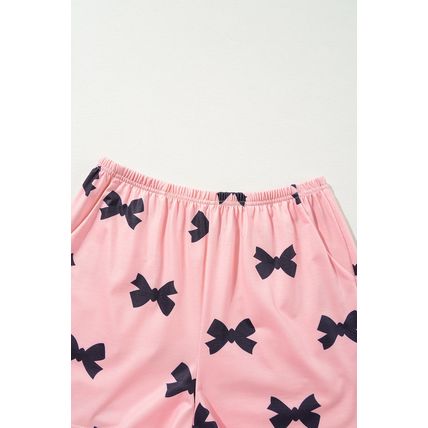 Pink Bow Printed Short 2pcs Lounge Set