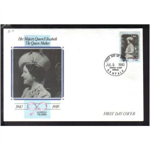 1990 UGANDA QUEEN MOTHER 90TH BIRTHDAY FDC SG818