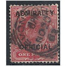 1902 O102 1d Scarlet Admiralty Official Filler (tear) ...