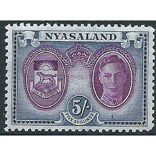 Nyasaland 1945 SG155 5/- Purple & Blue Mounted Mint ....