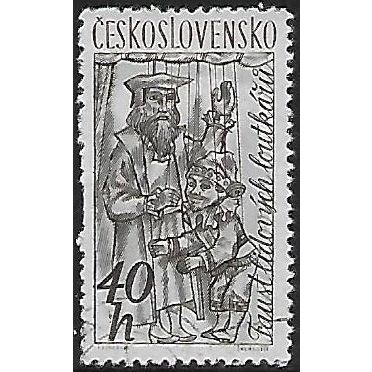 Mi 1276: 40 h. sepia/pale greenish blue Marionettes: Faust and Kasperle.