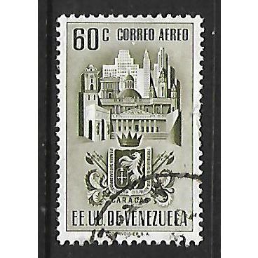 VENEZUELA 1951 AIR COAT OF ARMS STATE OF LARA 60c GREEN SG905 FINE USED