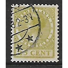 NETHERLANDS , 1924 QUEEN WILHELMIA 25c GREEN SG 435 FINE USED