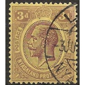 Nyasaland Protectorate 1921 SG105 3d Purple/Pale Yellow Fine Used .