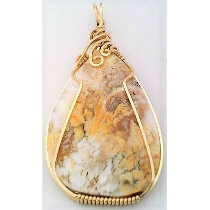 Opalite Gold Wire Wrap Gemstone Pendant 23