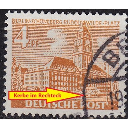 GERMANY BERLIN [1949] MiNr 0043 I ( O/used ) [01] Architektur Plattenfehler