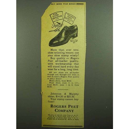 1943 Rogers Peet Company Scotwood Shoe Ad - Rationing
