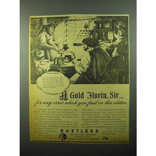 1943 Rustless Iron and Steel Ad - A Gold Florin, Sir