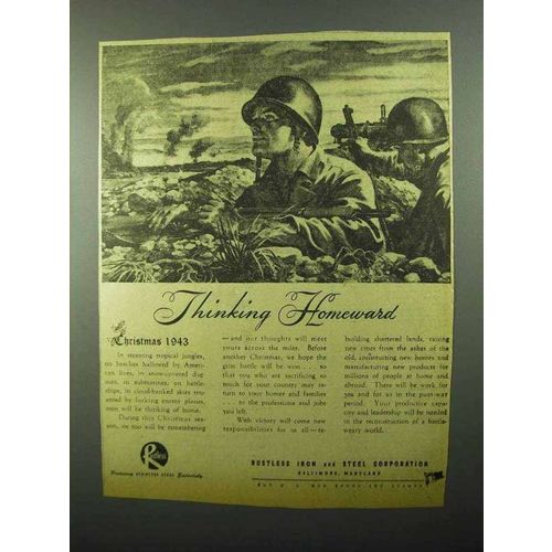 1943 Rustless Iron and Steel Ad - Thinking Homeward