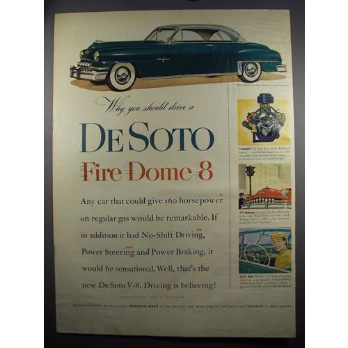 1952 DeSoto Fire Dome 8 Ad - Why You Should Drive