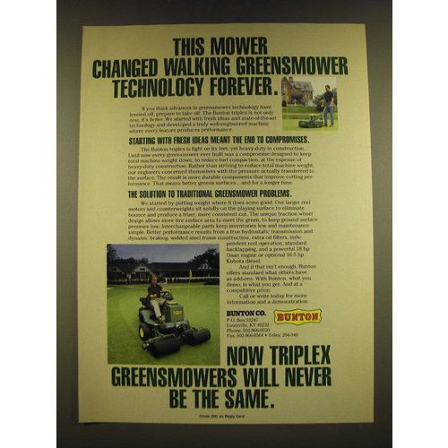 1990 Bunton Triplex Greensmower Ad - This mower changed walking