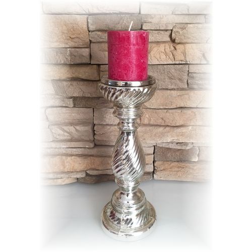 Kerzenständer, Metall, H:ca. 32cm,Kerzenhalter, Bauernsilber-Finish,für Romantik