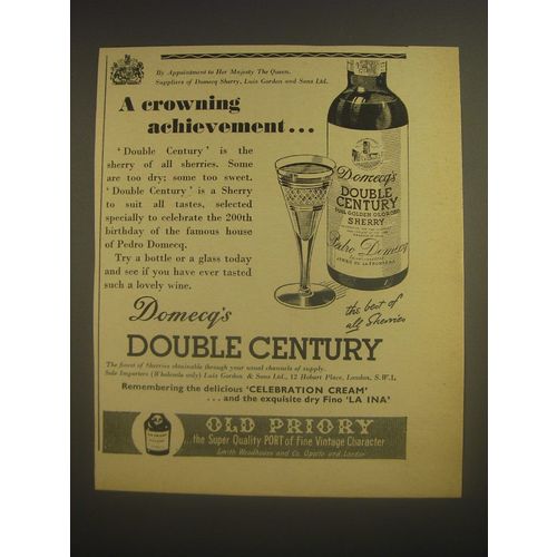 1962 Domecq's Double Century Sherry Ad - A crowning achievement