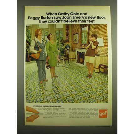 1973 Gaf Sofstep Vinyl Floors Ad - When Cathy Cole and Peggy Burton saw Joan