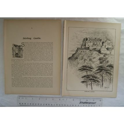 1901 engraving & illustrated article Stirling Castle