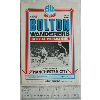 1978 programme Bolton Wanderers v. Manchester City