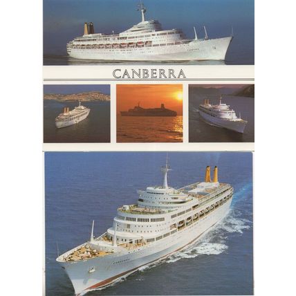 Canberra P&O Cruise Ship On Board At Azores 2x Postcard s