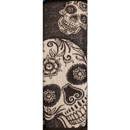 HALLOWEEN DAY OF THE DEAD SUGAR SKULL SHINY TAPESTRY THROW AREA DOOR RUG MAT~NEW