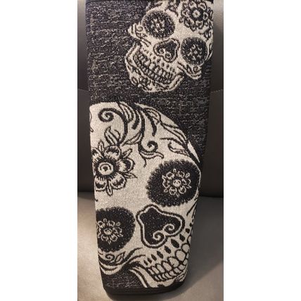 HALLOWEEN DAY OF THE DEAD SUGAR SKULL SHINY TAPESTRY THROW AREA DOOR RUG MAT~NEW