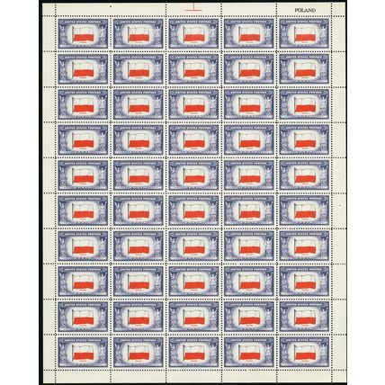 909c, MNH 5¢ Reverse Printing of Flag Colors Error Sheet of 50 - Stuart Katz