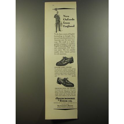 1954 Abercrombie & Fitch Shoes Ad - English Town Oxford, Imported Wing Tip