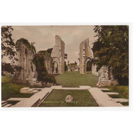 Somerset - Glastonbury Abbey - Early 1900s Colour Postcard
