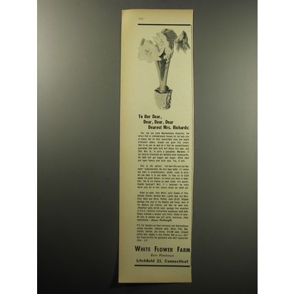 1957 White Flower Farm Ad - To our Dear, dear, dear, dear, dearest Mrs. Richards