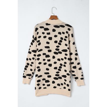 Leopard Animal Spotted Pattern Open Front Cardigan