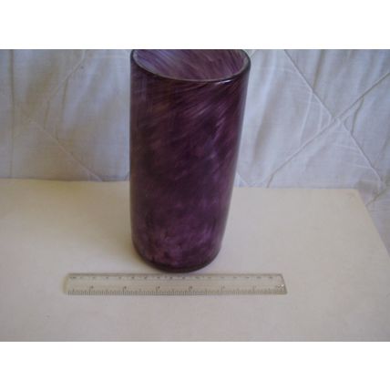 Vintage Mtarfa Purple & White Cylinder Vase Handblown Marble Glass Malta