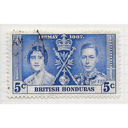BRITISH HONDURAS 1937 KG6 CORONATION 5c USED SG149 149 SG