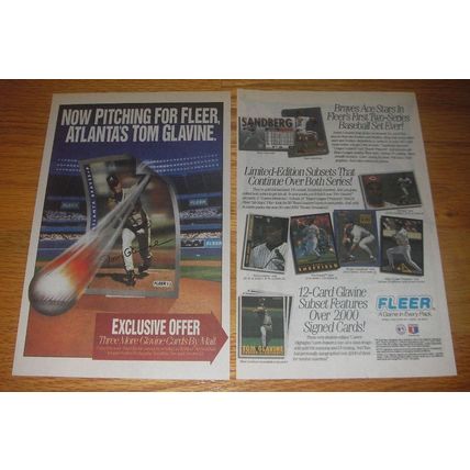 1993 Fleer Series II Baseball Cards Ad - Now pitching, Atlanta's Tom Glavine