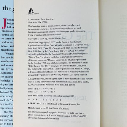 Jennifer Weiner - The Guy Not Taken - Stories Hardcover First 1st Edition Book