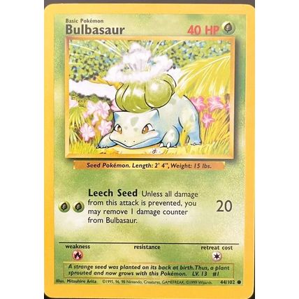 Pokemon Bulbasaur Base Set 1999 Wizards 44/102