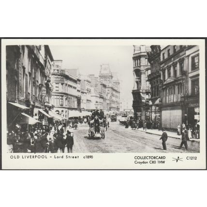 Lord Street in c.1890, Old Liverpool, c.1970 - Pamlin Prints RP Postcard