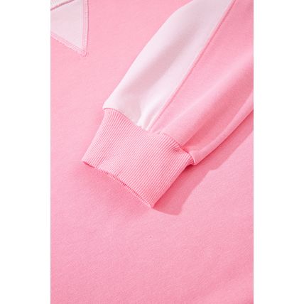 Bonbon 2-tone Color Block Patchwork Drop Shoulder Sweatshirt