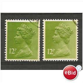 X895 12p Yellowish Green (2 bands).Fine Used.
