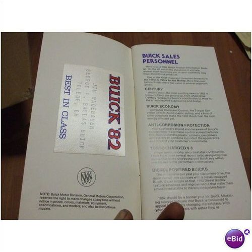 1982 Buick Product Information for Sales Personnel